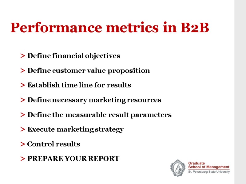 Performance metrics in B2B > Define financial objectives > Define customer value proposition >